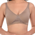 Nora Full Coverage Non-Padded Cotton Blend Minimizer Bra | Seamed Support Bra for Heavy Bust | Everyday Innerwear Bra for Women - Beige