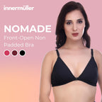 Nomade Full Coverage Non-Padded Wire-Free Bra | Cotton Blend Seamed Bra for Women | Comfortable Everyday Innerwear - Black