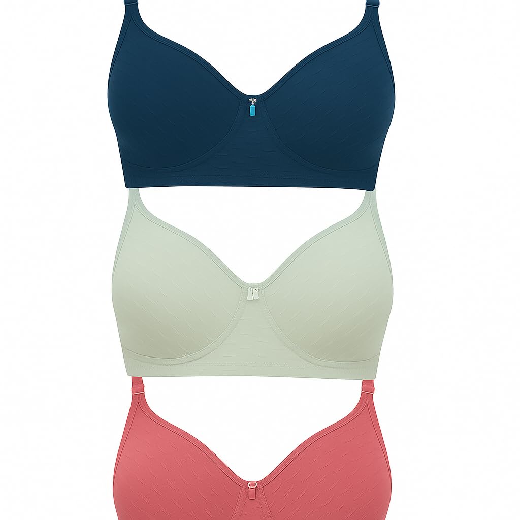 Lara Cotton Blend Lightly Padded Bra | Seamless Full Coverage T-Shirt Bra for Women | Wire-Free Daily Use Innerwear - BGP