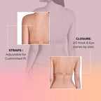 Hawty Shotty Lightly Padded Seamless T-Shirt Bra | Full Coverage Wire-Free Lacy Padded Cotton Bra for Women | Adjustable Straps - Skin