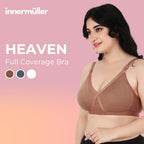 Heaven Full Coverage Non-Padded Cotton Melange Bra | Front-Cross Seamed Support Bra for Heavy Bust | Minimizer Innerwear for Women & Daily Use - Brown