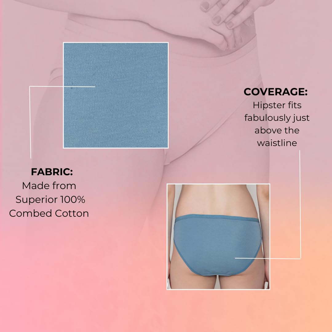 Bloom Panty Cotton Blend Mid-Rise Bikini Panties for Women | Seamless Lacy Design Underwear | Comfortable & Stretchable Panty Combo Pack of 3 - Pink