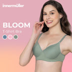 Bloom Cotton Blend Lightly Padded Bra | Seamless Full Coverage T-Shirt Bra for Women | Wire-Free Daily Use Innerwear - Green