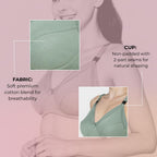 LA-Amour Maternity Bra | Non-Padded, Non-Wired Cotton Blend Feeding Bra for Breastfeeding Moms | Full Coverage Seamed Bra for Lactating Mothers - Green