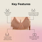 Heaven Full Coverage Non-Padded Cotton Melange Bra | Front-Cross Seamed Support Bra for Heavy Bust | Minimizer Innerwear for Women & Daily Use - Brown