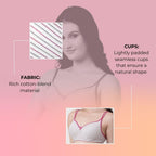 Innermuller VICTORIA Women's Cotton Lightly Padded Everyday Bra | Full Coverage | Soft Wire-Free Innerwear (Green, Orange, Pink)