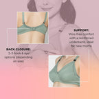 LA-Amour Maternity Bra | Non-Padded, Non-Wired Cotton Blend Feeding Bra for Breastfeeding Moms | Full Coverage Seamed Bra for Lactating Mothers - Green