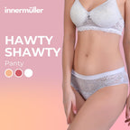 Hawty Shotty Panty Cotton Blend Mid-Rise Bikini Panties for Women | Seamless Lacy Design Underwear | Comfortable & Stretchable Panty Combo Pack of 3 - Ice Blue