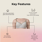 Innermuller VICTORIA Women's Cotton Lightly Padded Everyday Bra | Full Coverage | Soft Wire-Free Innerwear (Green, Orange, Pink)