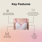 Innermuller VICTORIA Women's Cotton Lightly Padded Everyday Bra | Full Coverage | Soft Wire-Free Innerwear (Green, Orange, Pink)