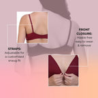Nomade Full Coverage Non-Padded Wire-Free Bra | Cotton Blend Seamed Bra for Women | Comfortable Everyday Innerwear - Maroon