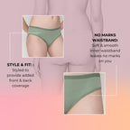Bloom Panty Cotton Blend Mid-Rise Bikini Panties for Women | Seamless Lacy Design Underwear | Comfortable & Stretchable Panty Combo Pack of 3 - Green