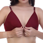 Nomade Full Coverage Non-Padded Wire-Free Bra | Cotton Blend Seamed Bra for Women | Comfortable Everyday Innerwear - Maroon