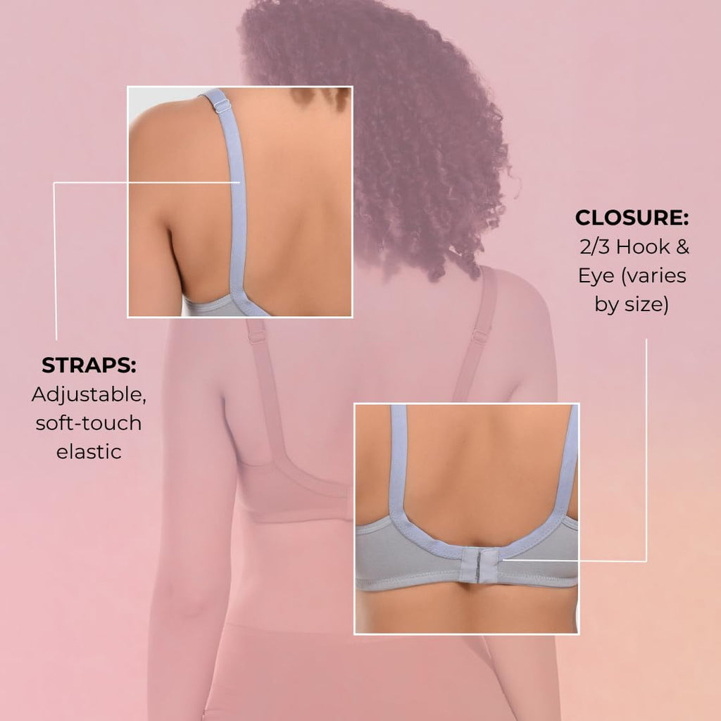 Nora Full Coverage Non-Padded Cotton Blend Minimizer Bra | Seamed Support Bra for Heavy Bust | Everyday Innerwear Bra for Women - Ice Blue