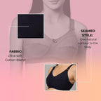 Savauge Full Coverage Non-Padded Cotton Blend Bra | Seamed Support Bra for Heavy Bust with Adjustable Straps | Minimizer Bra for Women - Navy Blue