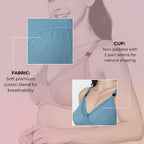 LA-Amour Maternity Bra | Non-Padded, Non-Wired Cotton Blend Feeding Bra for Breastfeeding Moms | Full Coverage Seamed Bra for Lactating Mothers - Blue