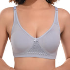 Nora Full Coverage Non-Padded Cotton Blend Minimizer Bra | Seamed Support Bra for Heavy Bust | Everyday Innerwear Bra for Women - Ice Blue