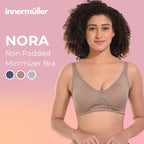Nora Full Coverage Non-Padded Cotton Blend Minimizer Bra | Seamed Support Bra for Heavy Bust | Everyday Innerwear Bra for Women - Beige
