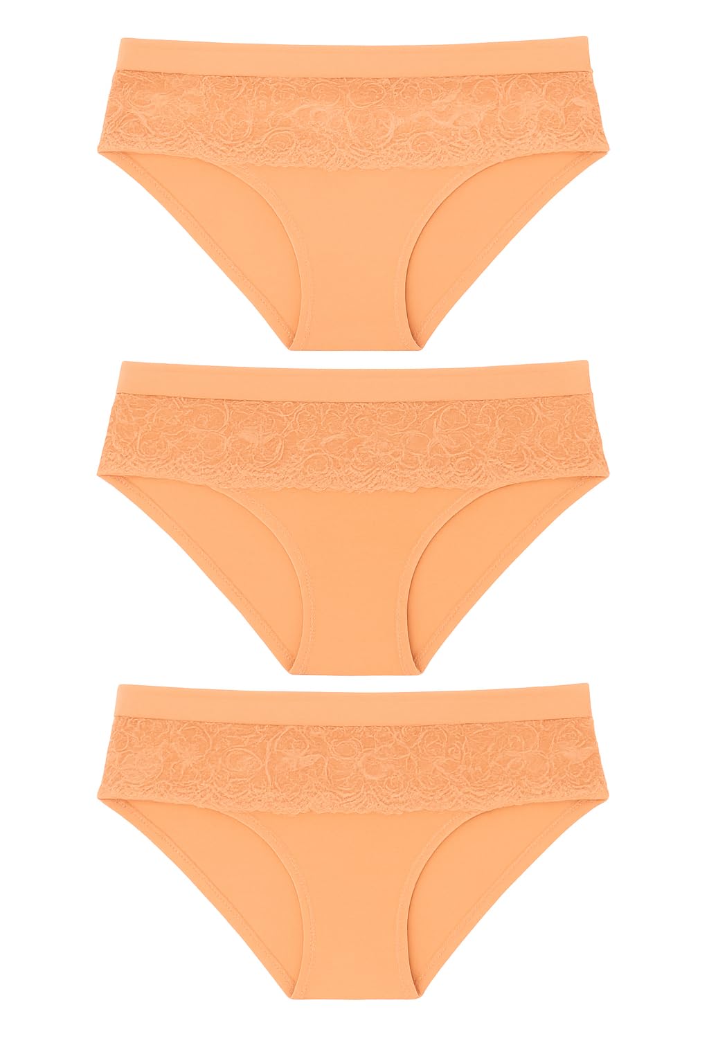 Hawty Shotty Panty Cotton Blend Mid-Rise Bikini Panties for Women | Seamless Lacy Design Underwear | Comfortable & Stretchable Panty Combo Pack of 3 - Brown