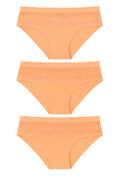 Hawty Shotty Panty Cotton Blend Mid-Rise Bikini Panties for Women | Seamless Lacy Design Underwear | Comfortable & Stretchable Panty Combo Pack of 3 - Brown