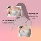 Innermuller VICTORIA Women's Cotton Lightly Padded Everyday Bra | Full Coverage | Soft Wire-Free Innerwear (Green, Orange, Pink)