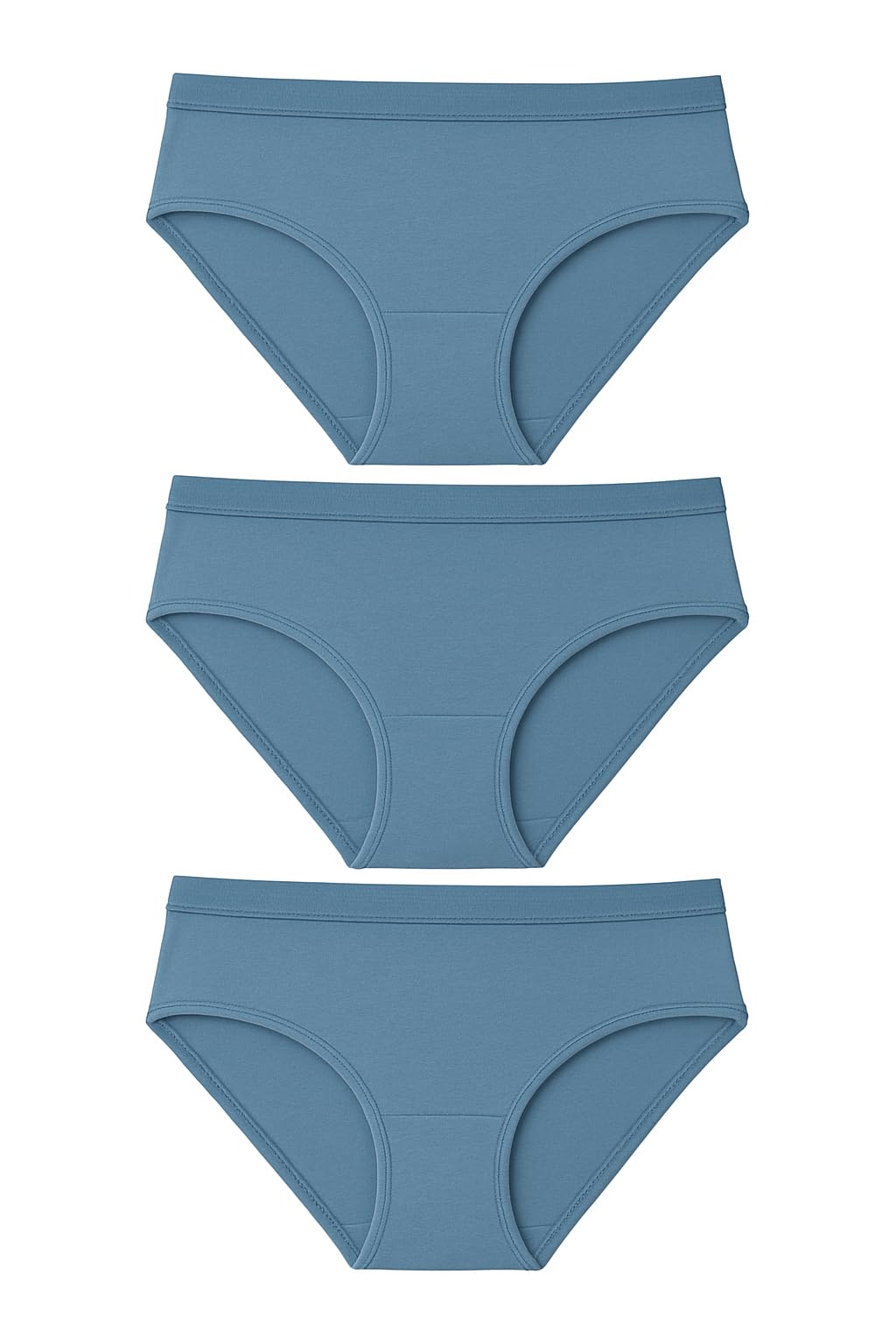 Bloom Panty Cotton Blend Mid-Rise Bikini Panties for Women | Seamless Lacy Design Underwear | Comfortable & Stretchable Panty Combo Pack of 3 - Blue