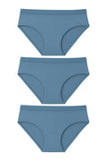 Bloom Panty Cotton Blend Mid-Rise Bikini Panties for Women | Seamless Lacy Design Underwear | Comfortable & Stretchable Panty Combo Pack of 3 - Blue