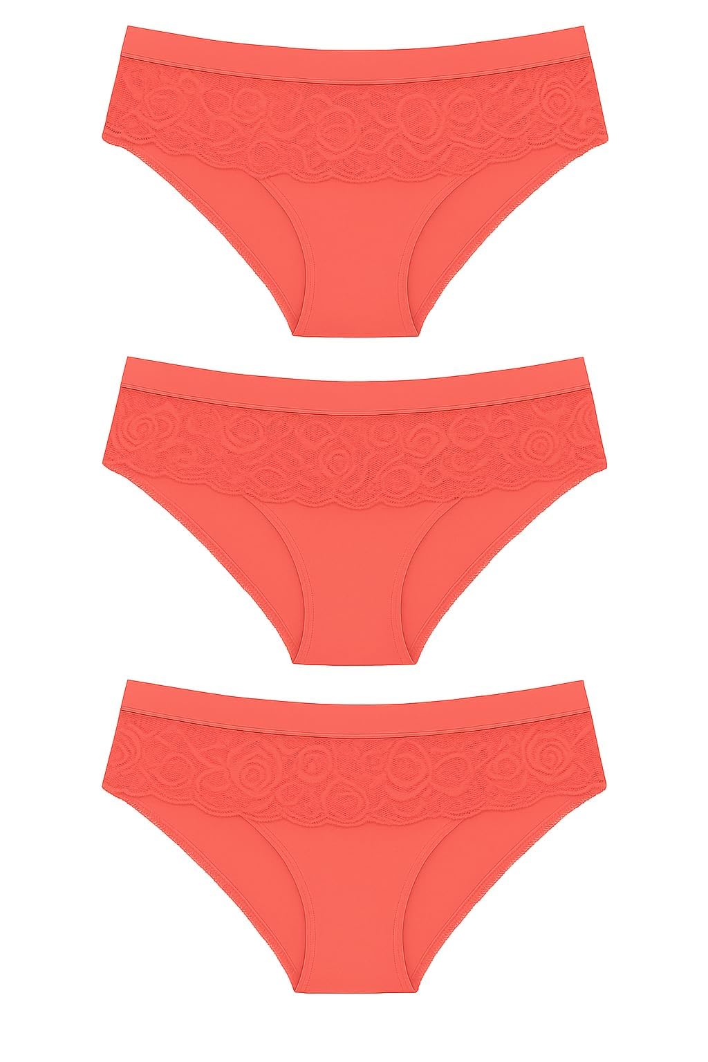 Hawty Shotty Panty Cotton Blend Mid-Rise Bikini Panties for Women | Seamless Lacy Design Underwear | Comfortable & Stretchable Panty Combo Pack of 3 - Pink