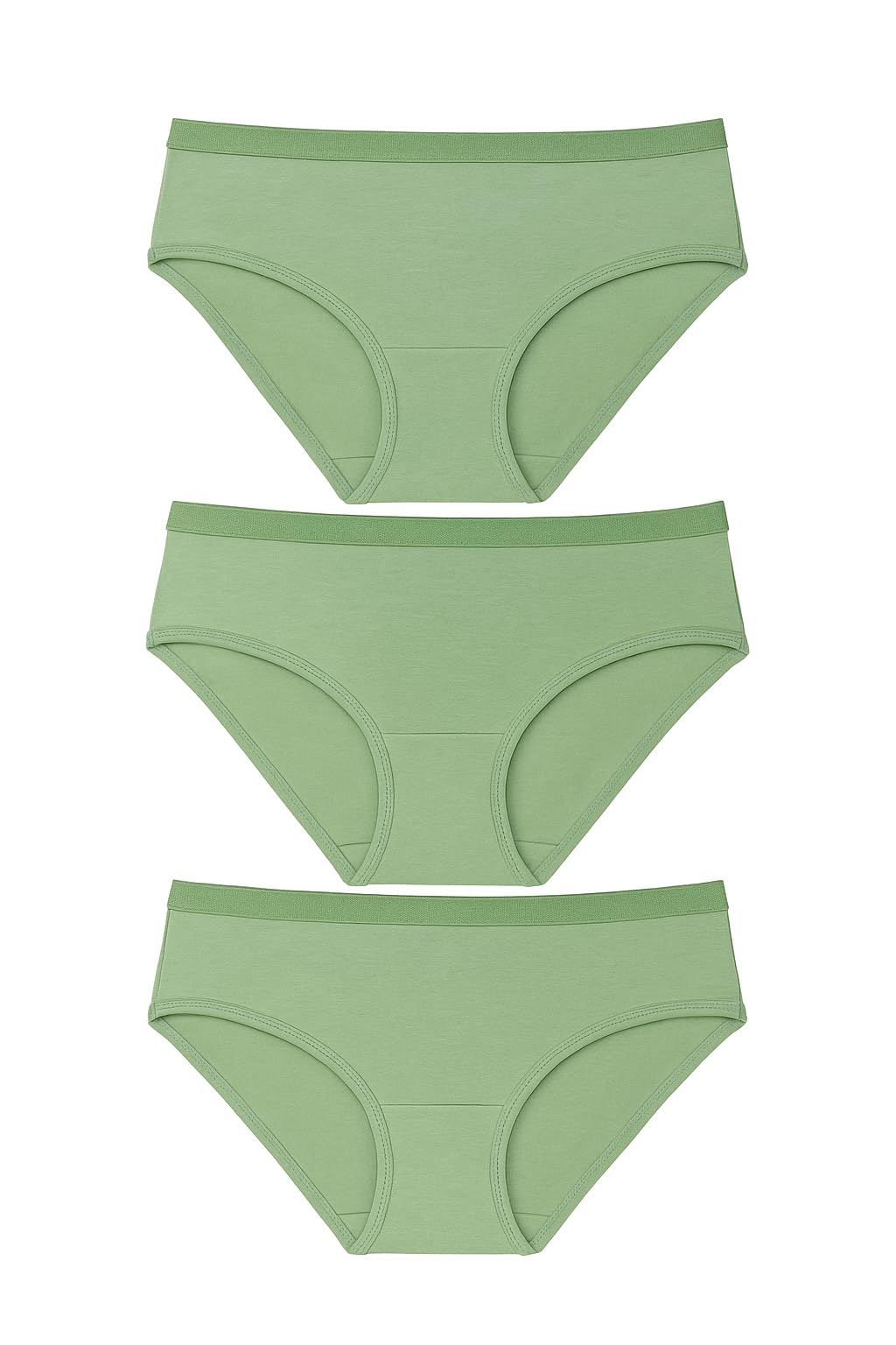 Bloom Panty Cotton Blend Mid-Rise Bikini Panties for Women | Seamless Lacy Design Underwear | Comfortable & Stretchable Panty Combo Pack of 3 - Green