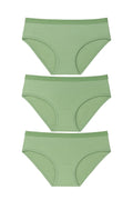 Bloom Panty Cotton Blend Mid-Rise Bikini Panties for Women | Seamless Lacy Design Underwear | Comfortable & Stretchable Panty Combo Pack of 3 - Green