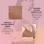 Heaven Full Coverage Non-Padded Cotton Melange Bra | Front-Cross Seamed Support Bra for Heavy Bust | Minimizer Innerwear for Women & Daily Use - Brown