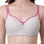 Innermuller VICTORIA Women's Cotton Lightly Padded Everyday Bra | Full Coverage | Soft Wire-Free Innerwear (Green, Orange, Pink)