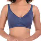 Nora Full Coverage Non-Padded Cotton Blend Minimizer Bra | Seamed Support Bra for Heavy Bust | Everyday Innerwear Bra for Women - Blue