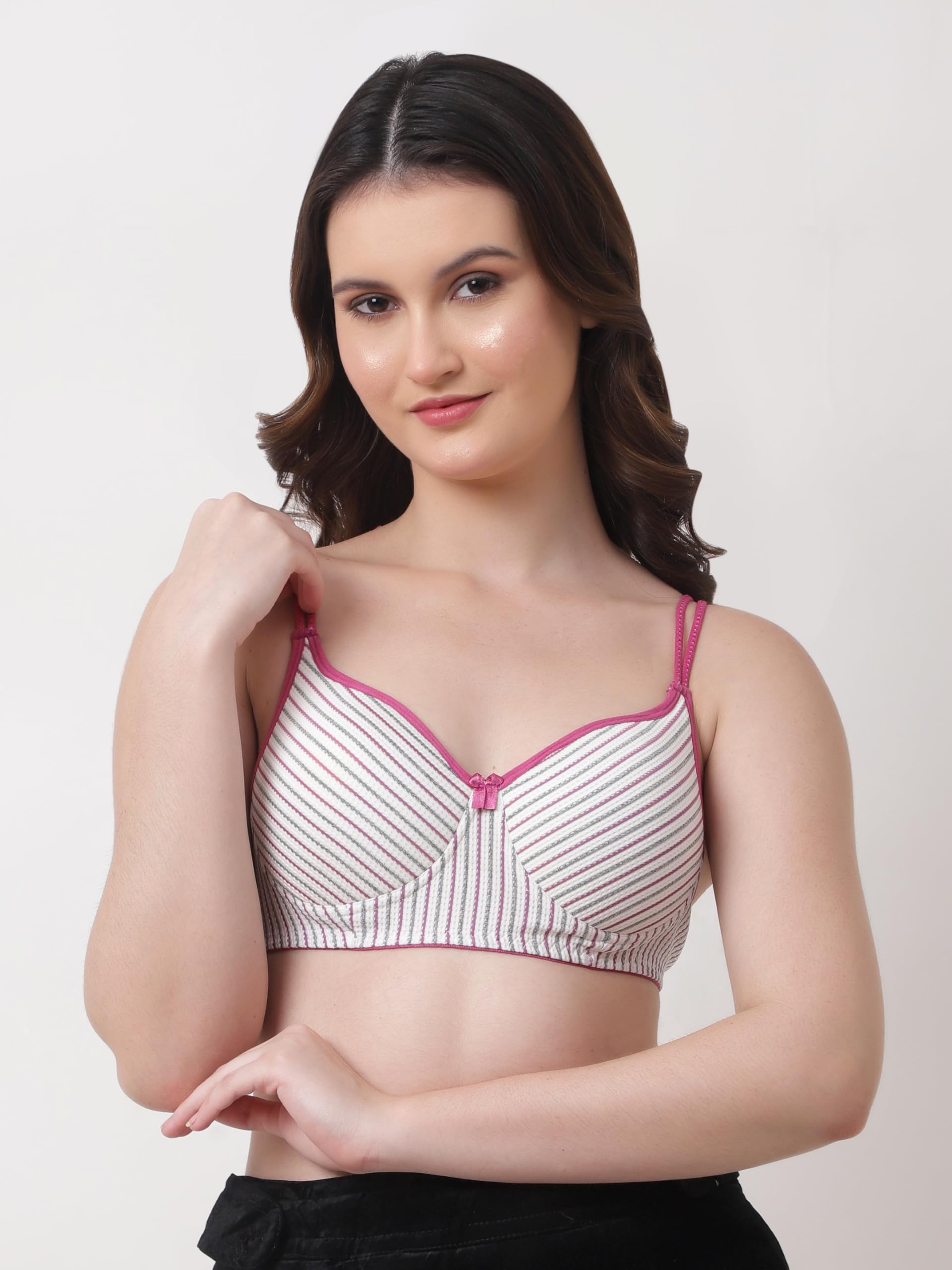 Victoria Cotton Blend Lightly Padded Bra | Seamless Full Coverage T-Shirt Bra for Women | Wire-Free Daily Use Innerwear - GOP