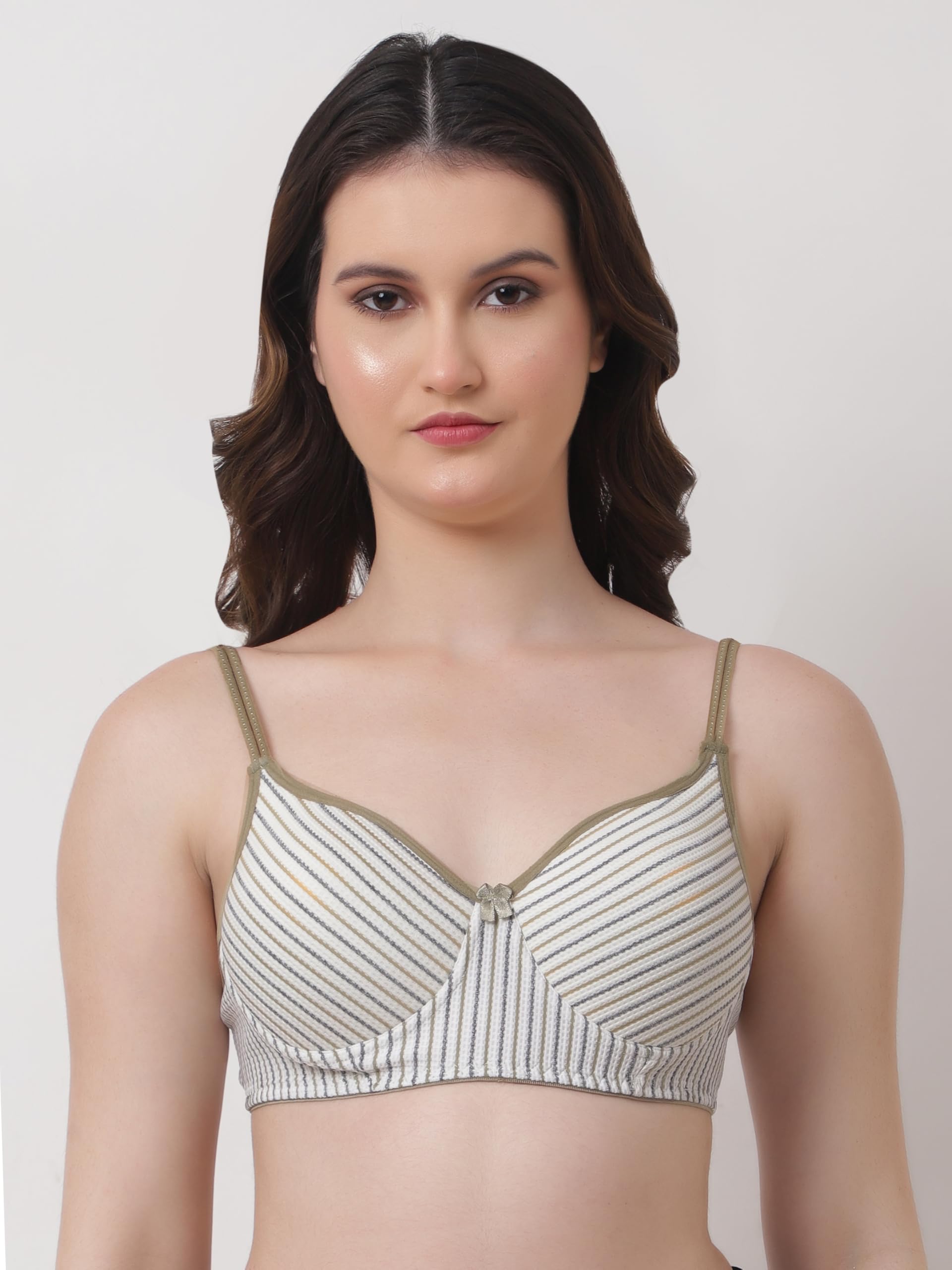 Victoria Cotton Blend Lightly Padded Bra | Seamless Full Coverage T-Shirt Bra for Women | Wire-Free Daily Use Innerwear - GOP