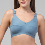 Amber Full Coverage Non-Padded Cotton Blend Wire-Free Seamed Bra | Comfortable Everyday Innerwear for Women - Blue